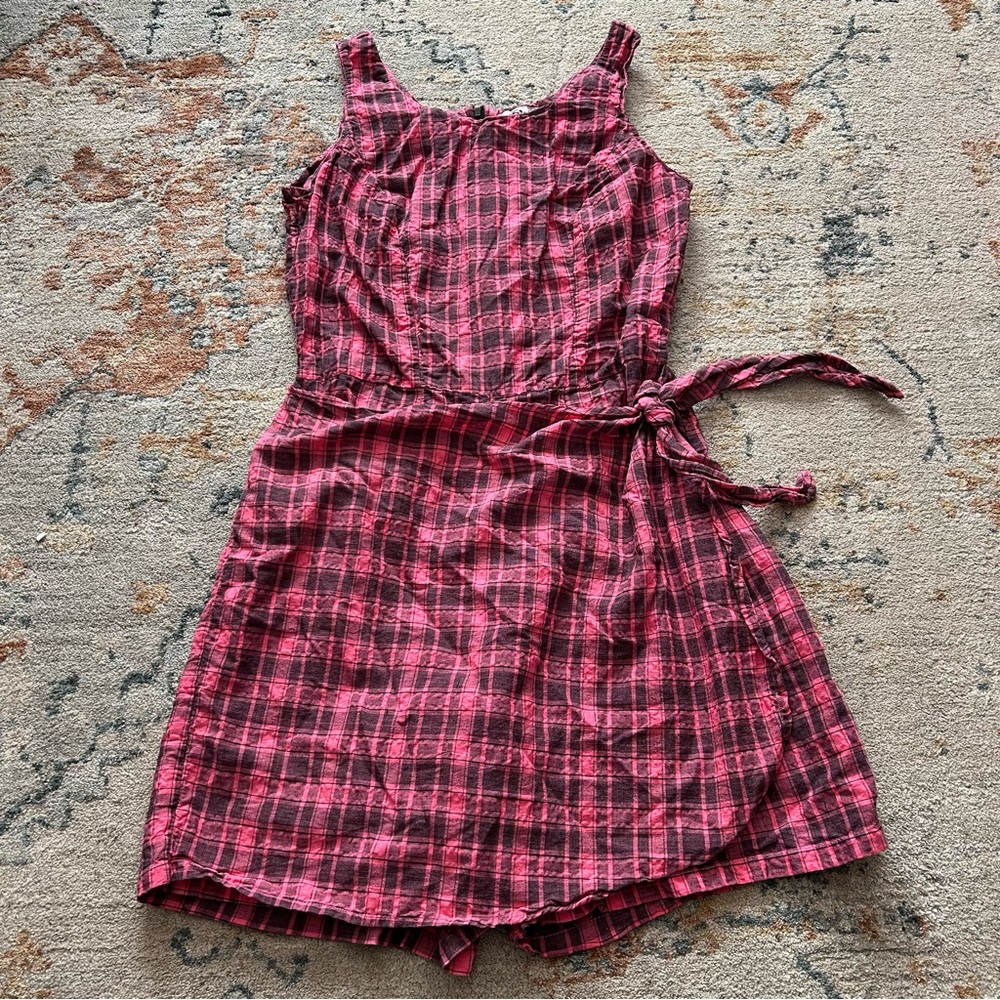 Vintage Plaid Skort Romper